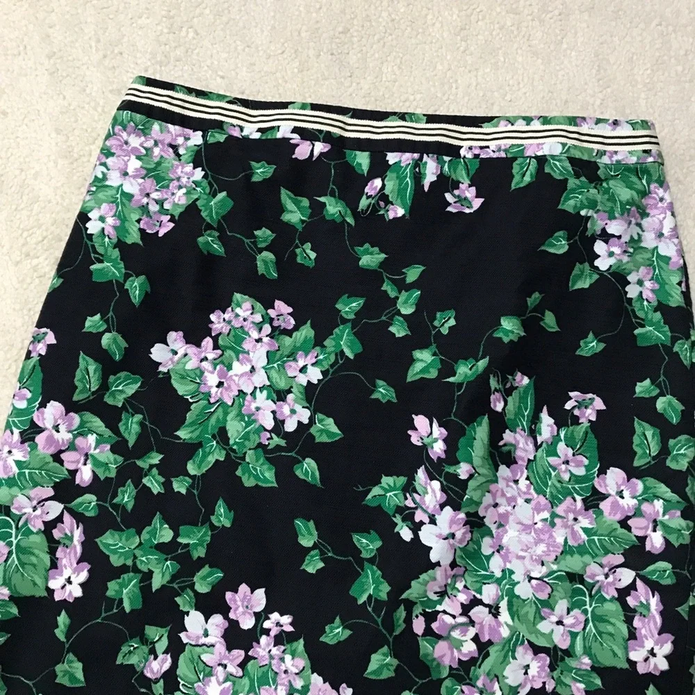 Talbots Navy Pencil Skirt with Green and Lilac Floral Print - Picture 5 of 15